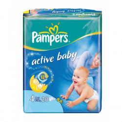 Подгузники, Pampers (Памперс) 7-18 кг р. 4 №20 актив беби макси